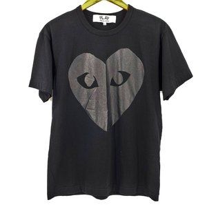PLAY Comme des Garcons Black Cotton Heart Face Print T-Shirt Size Large